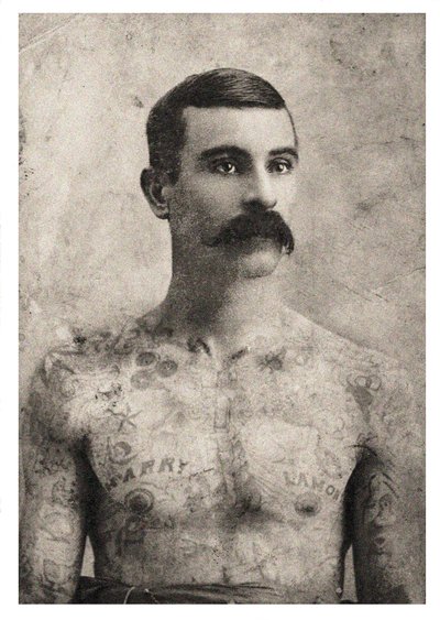 Portrait of a Tattooed British Soldier, c.1909 by Unbekannt Unbekannt